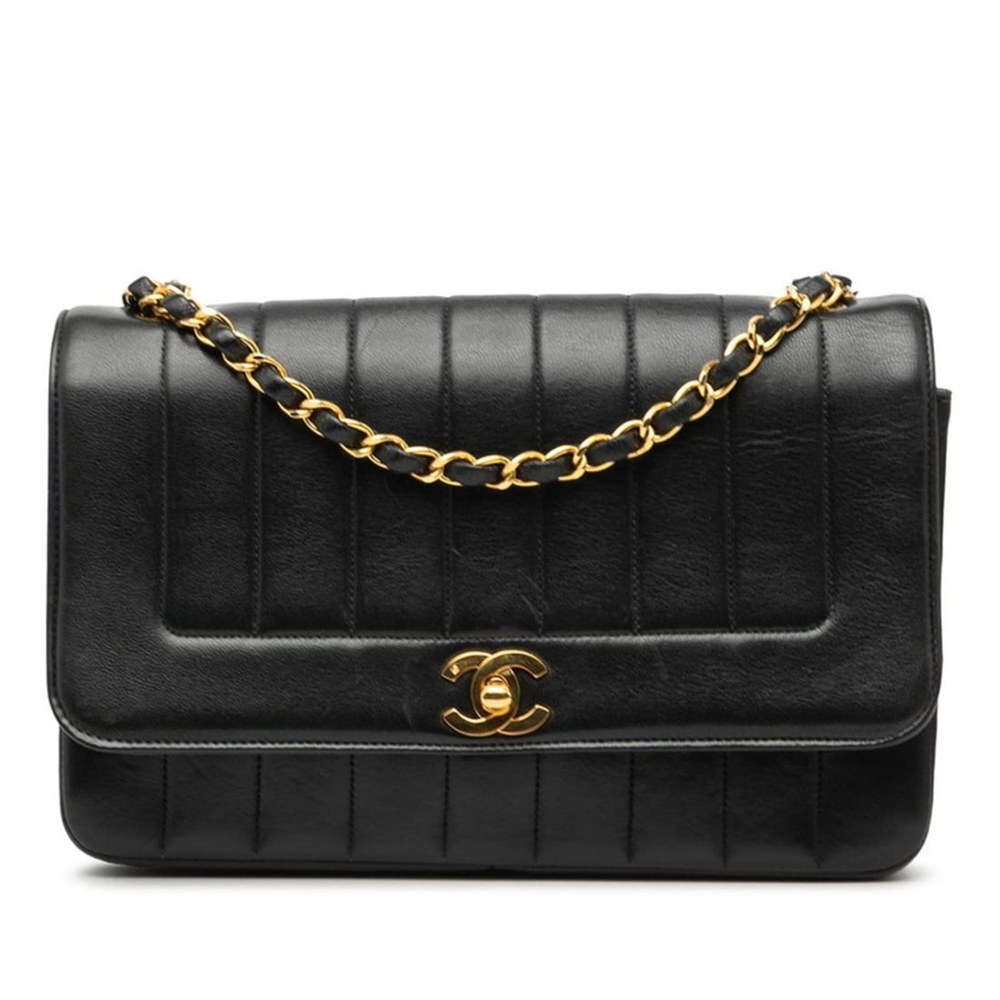 CHANEL Mademoiselle Coco Mark Chain Shoulder Bag in Black Lambskin for Women: --- Catalog ---Category: SizeStrap Drop: 52cm / 20.47''Size (HxWxD): 16cm x 24.5cm x 7cm / 6.29'' x 9.64'' x 2.75''Category: DesignType: Shoulder bagColor: BlackGender: WomenClosure: Turn lockMaterial