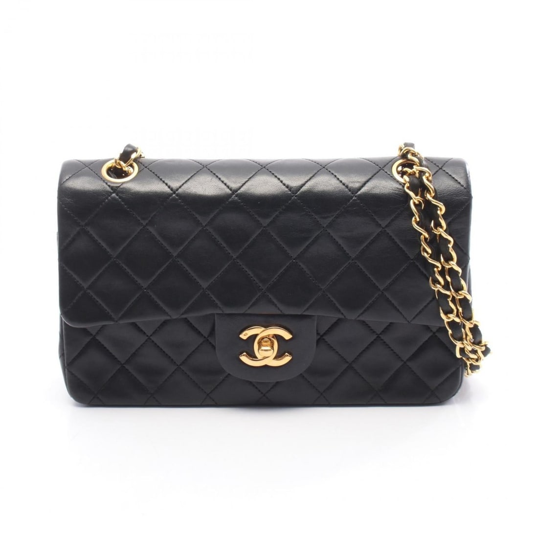 CHANEL Matelasse Double Flap Shoulder Bag in Lambskin Leather, Black (1 of 18)