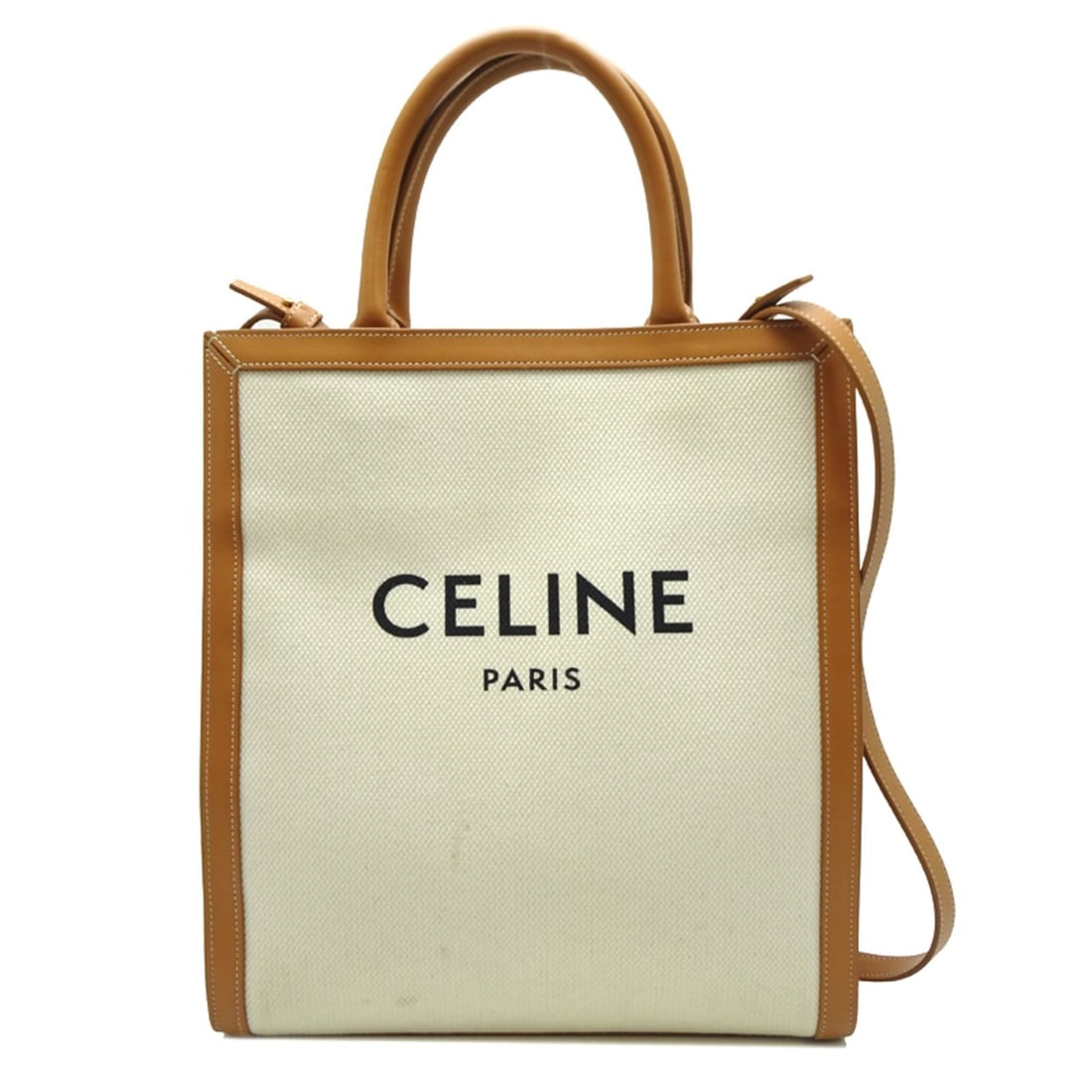 Celine Vertical Cabas Small 2-Way Tote Bag, Women's/Men's, 192082, Coated Canvas, White: --- Catalog ---Category: SizeSize (HxWxD): 31.5cm x 28cm x 7.5cm / 12.4'' x 11.02'' x 2.95''Category: DesignType: Tote bagColor: Brown, WhiteGender: Men,WomenMaterial: Coated canvas , Leather Category