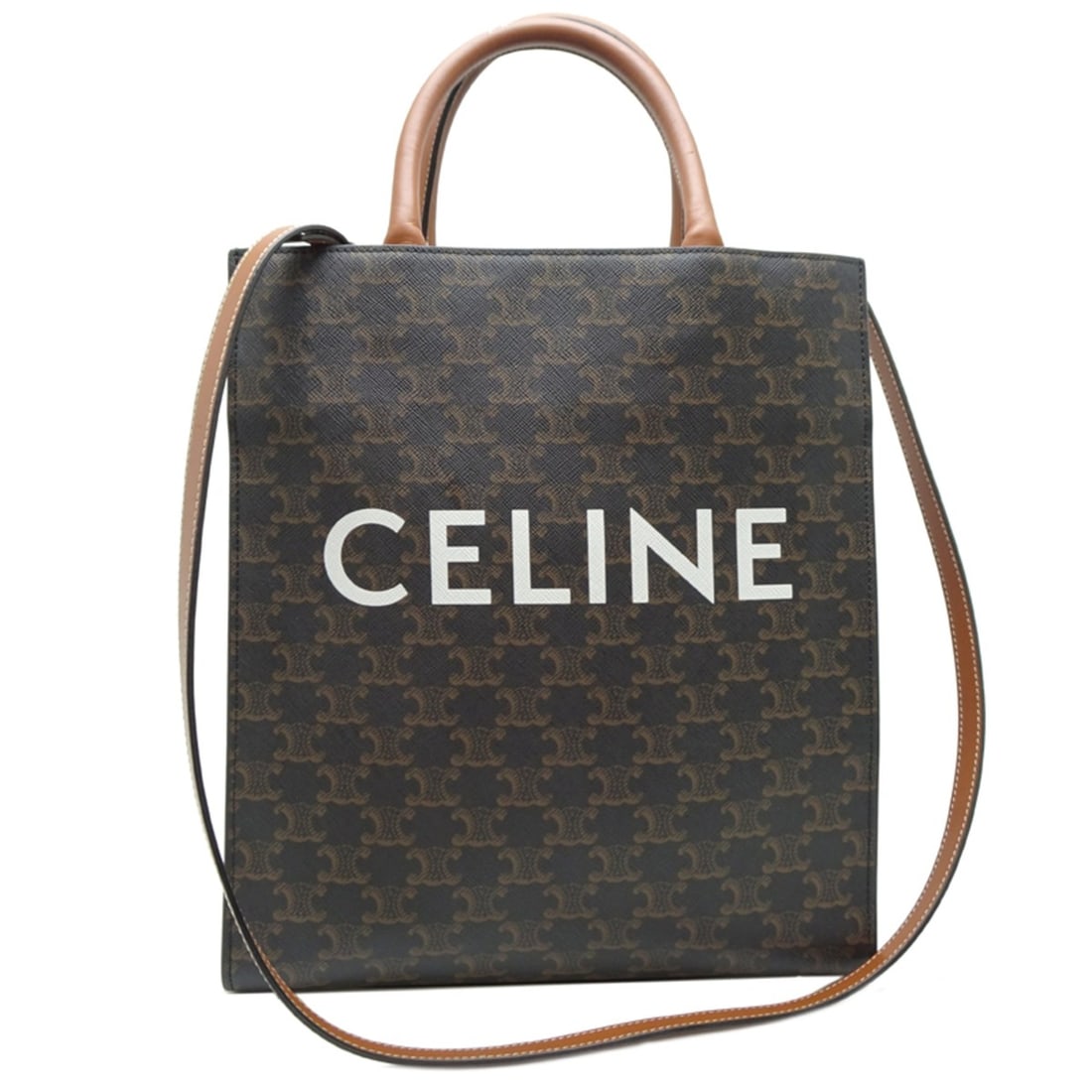 Celine Vertical Cabas Small Tote Bag in Tan (Brown) and Coated Canvas for Men Women (1 of 15)