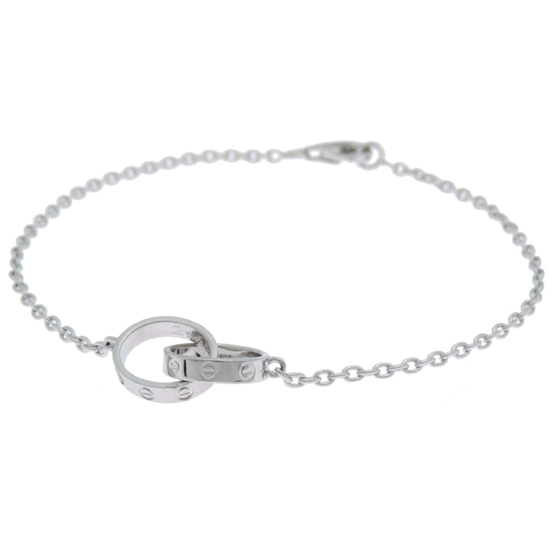 Cartier Baby Love Bracelet for Men and Women, B6027200, 750 White Gold: --- Catalog ---Category: SizeLength: 19cm / 7.48''Category: DesignType: Charm braceletGender: Men,WomenMaterial: White gold (18K)Category: GeneralMPN: B6027200Brand: Cartier--- Item List ---Section: C