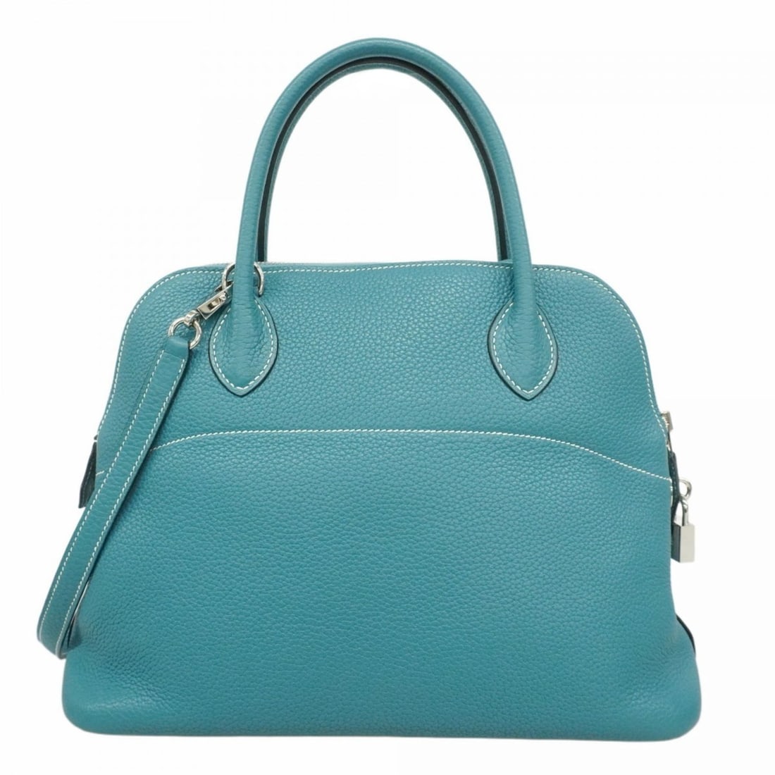 Hermes Hermès Bolide 31 Handbag in Taurillon Clemence Blue Jean with Q Stamp, 2-Way Bag for Women (1 of 14)