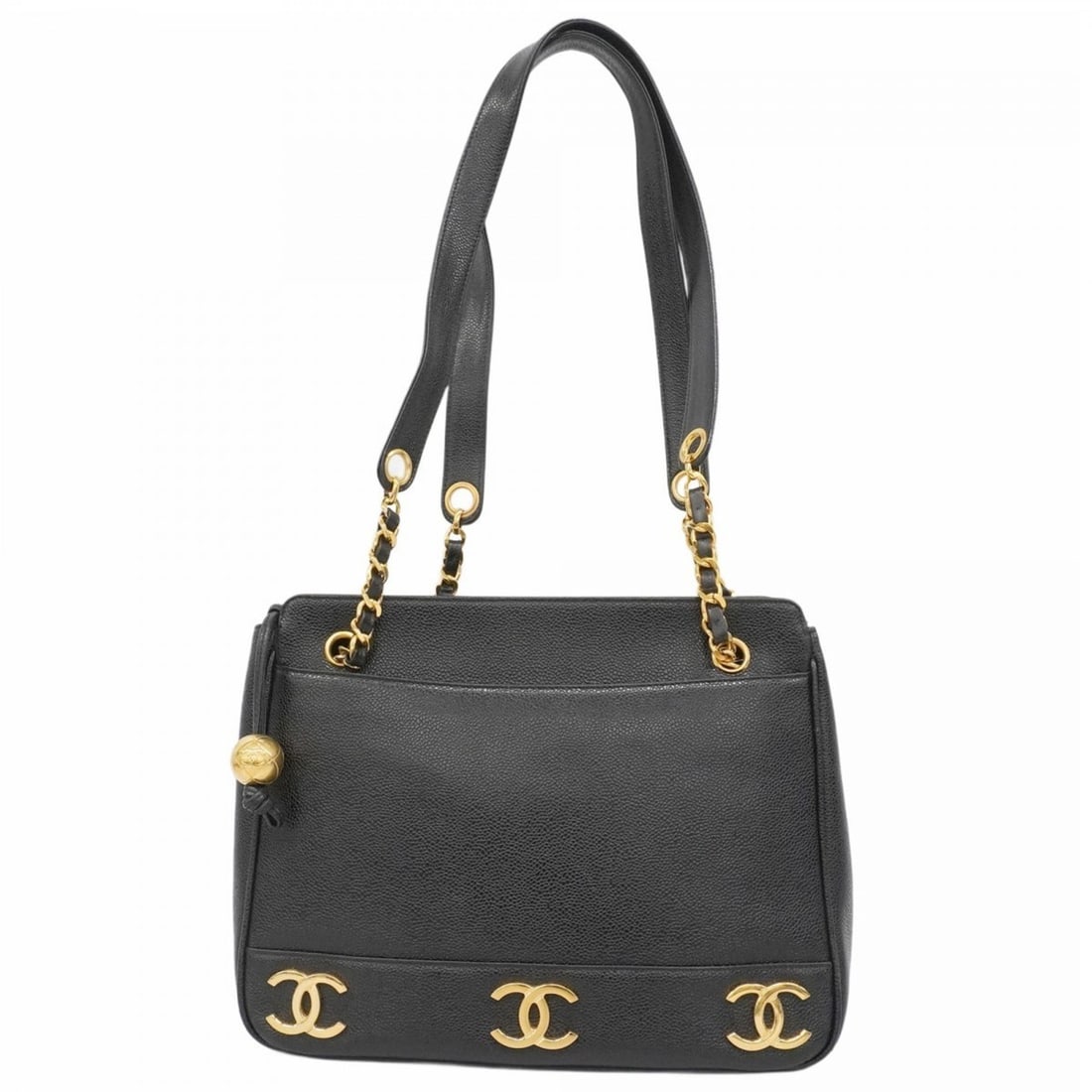 Chanel Chain Tote Triple Coco Caviar Skin Black Women's: --- Catalog ---Category: SizeSize (HxWxD): 26cm x 31.5cm x 9.5cm / 10.23'' x 12.4'' x 3.74''Category: DesignType: Tote bagColor: BlackGender: WomenMaterial: Grained Calfskin Category: GeneralBrand: Ch