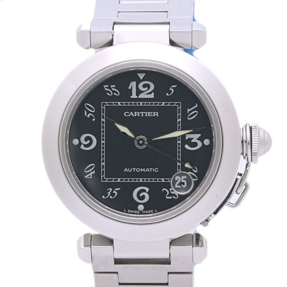 CARTIER Pasha C Black Men's/Women's W31043M7 Old Calendar Wristwatch Boys' Stainless Steel 40219 (1 of 15)