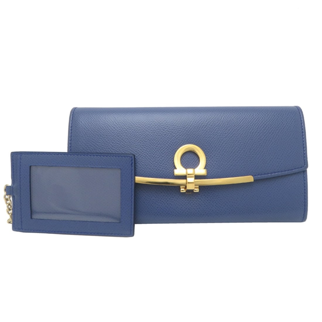 Salvatore Ferragamo Gancini Women's Long Wallet JP-22-D150 Leather Blue: --- Catalog ---Category: SizeSize (HxWxD): 10cm x 19cm x 2.5cm / 3.93'' x 7.48'' x 0.98''Category: DesignType: Long wallet (bi-fold)Color: BlueGender: WomenMaterial: Leather Category: GeneralLine: Gan