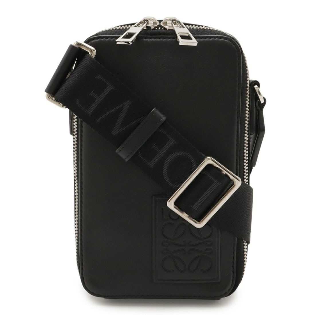LOEWE Anagram Vertical Crossbody Pocket Shoulder Bag in Satin Calf Leather, Black (C565S59X03) (1 of 17)