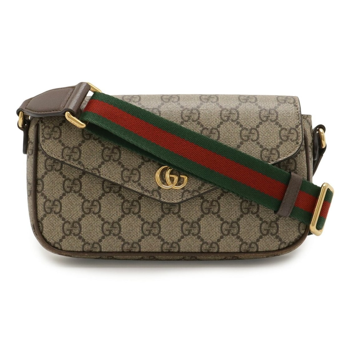 GUCCI Ophidia GG Supreme Sherry Line Shoulder Bag Pochette in PVC and Leather, Beige Mocha Brown, (1 of 10)