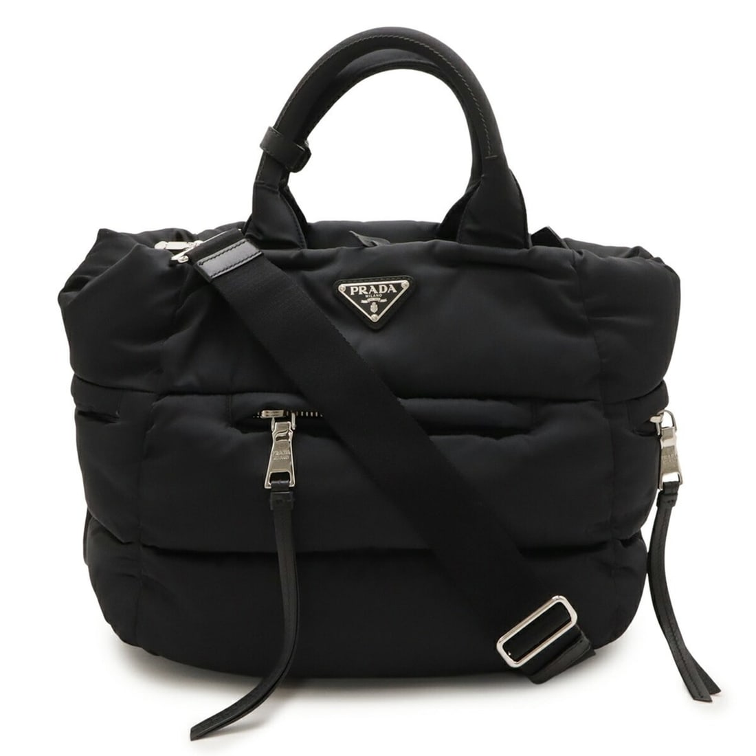 PRADA TESSUTO BOMBER bomber tote/shoulder bag in nylon and leather, black, purchased at a Japanese (1 of 14)