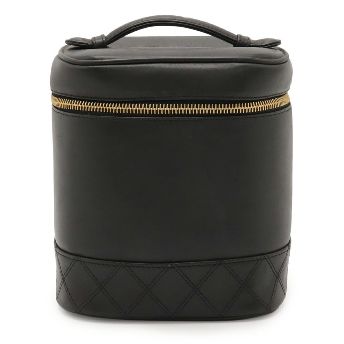 CHANEL Bicolor Coco Mark Vanity Bag, Handbag, Pouch, Black Leather, A01619 (1 of 13)