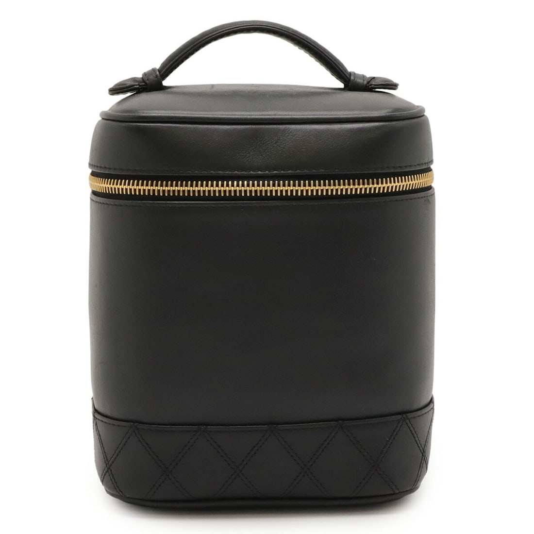 CHANEL Bicolor Coco Mark Vanity Bag, Handbag, Pouch, Black Leather, A01619 (1 of 12)