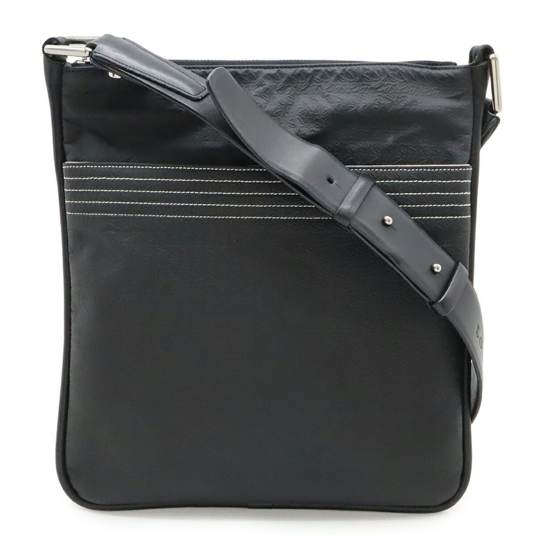 LOEWE Repeat Anagram Shoulder Bag in Leather, PVC, Black, and White (1 of 10)