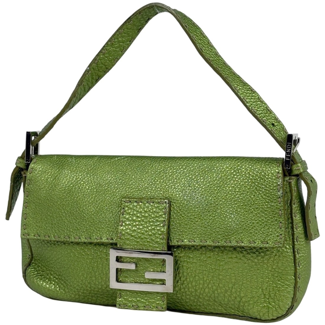 Fendi Selleria Mamma Bucket Handbag with Zucca Logo, Green Leather Shoulder Bag, 8BR101, Women's: --- Catalog ---Category: SizeSize (HxWxD): 12cm x 26cm x 4cm / 4.72'' x 10.23'' x 1.57''Category: DesignType: Handbag, Shoulder bagColor: GreenGender: WomenMaterial: Leather Category: GeneralLine: Sel