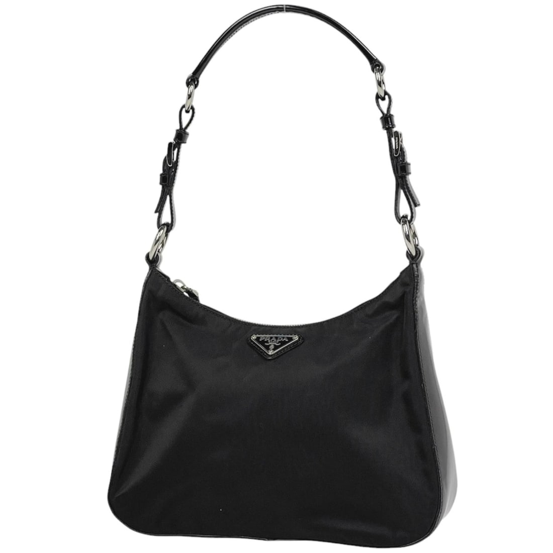 Prada Logo Plate Shoulder Bag, Tessuto Nylon, Nero (Black), BR2885, Women's (1 of 17)