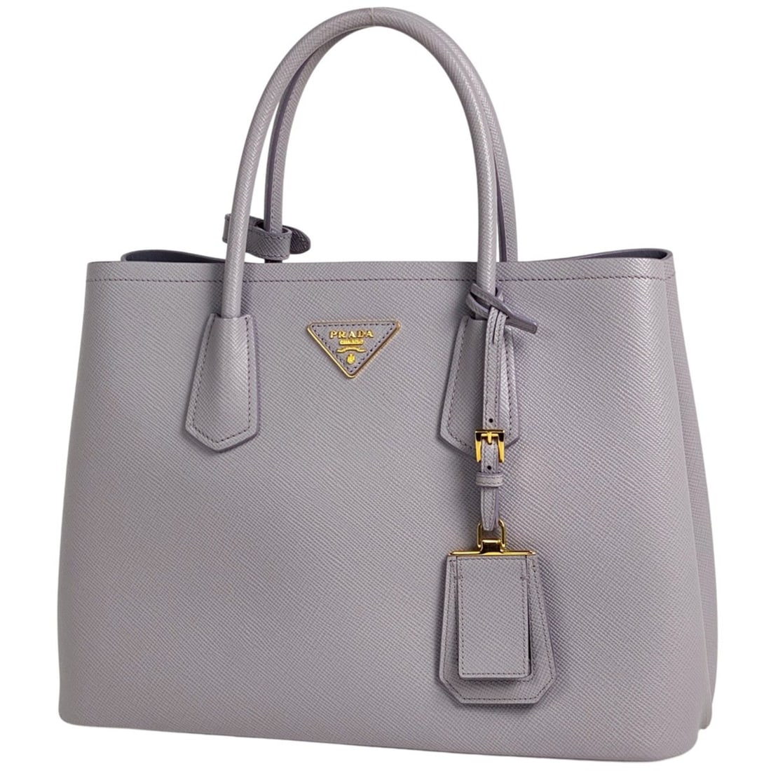 Prada Double Medium Handbag, 2-Way Shoulder Bag, Leather, Light Purple, 1BG775, Women's (1 of 15)
