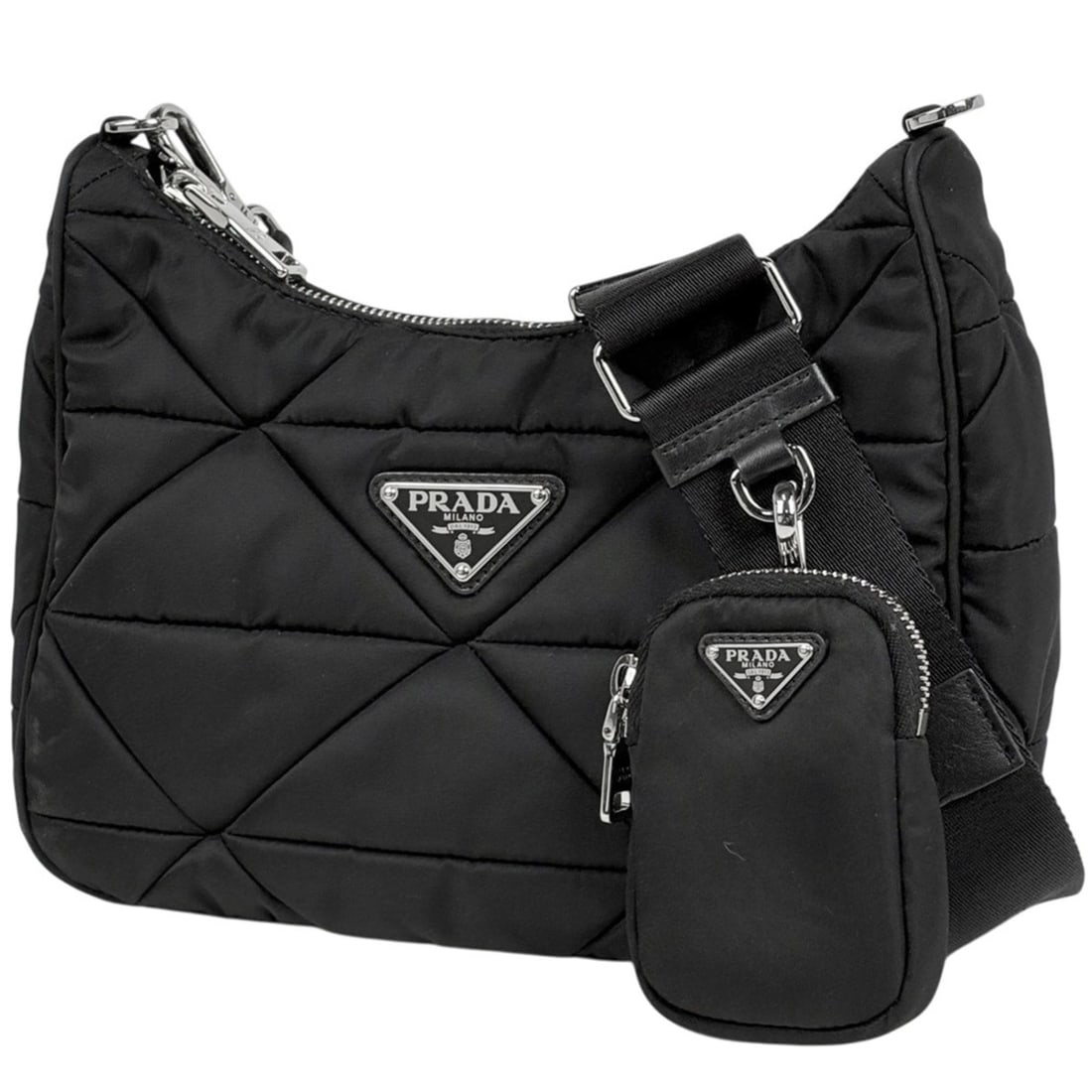 Prada Padette Re-Nylon Shoulder Bag with Logo Plate, Nylon Nero (Black) 1BD290, Women's: --- Catalog ---Category: SizeSize (HxWxD): 15cm x 23cm x 7cm / 5.9'' x 9.05'' x 2.75''Category: DesignType: Shoulder bagColor: BlackGender: WomenMaterial: Nylon Category: GeneralBrand: Prada--- Item L