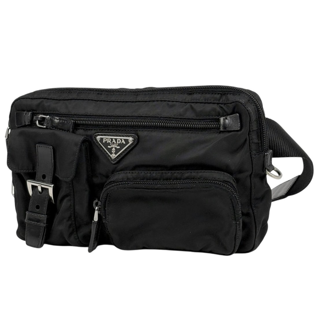 Prada logo plate waist bag, body nylon, nero (black) for women (1 of 13)