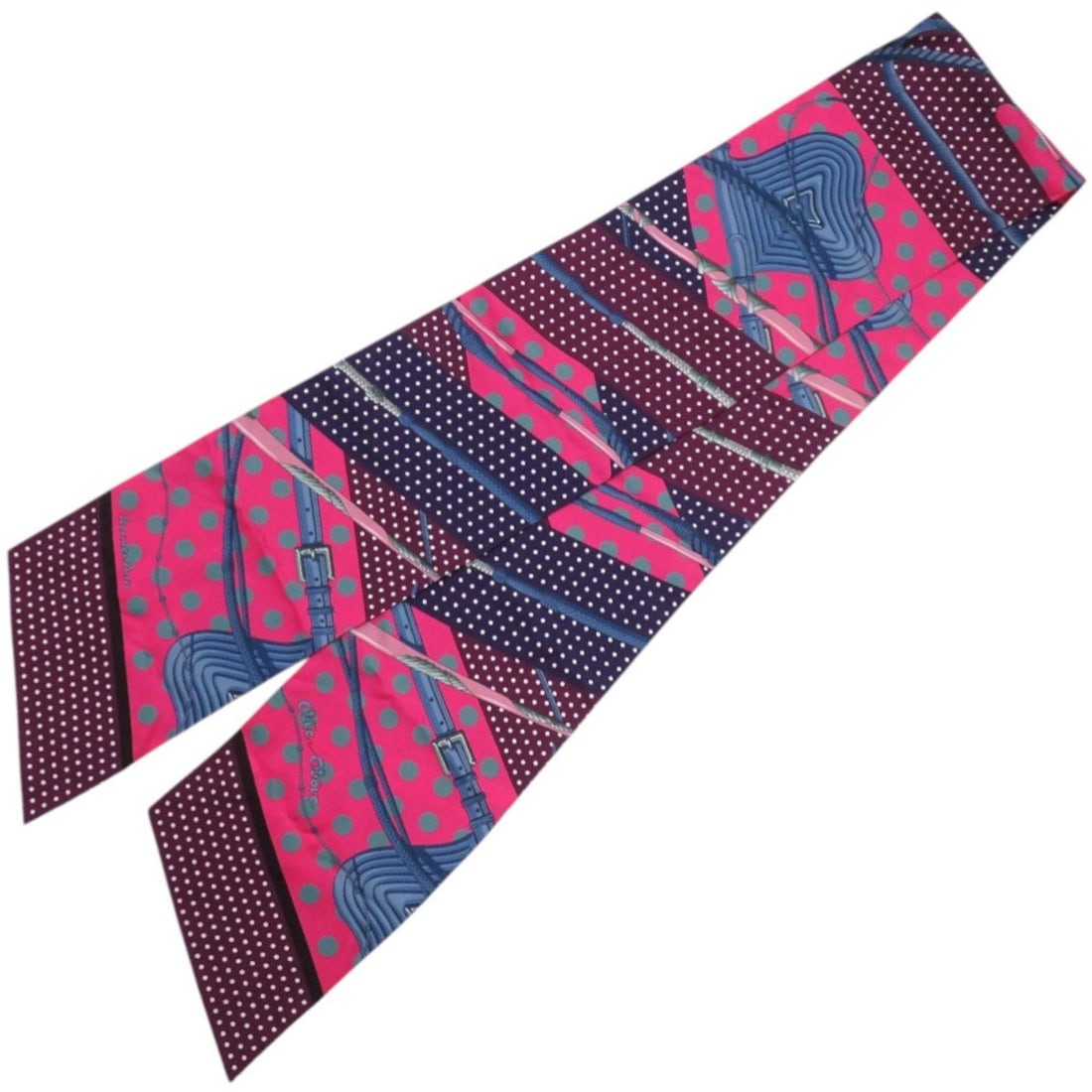 Hermes Excellent condition Hermès Maxi Twilly Clic Clac a Pois Click Clack Dot 092676S 06 Silk Rose (1 of 15)