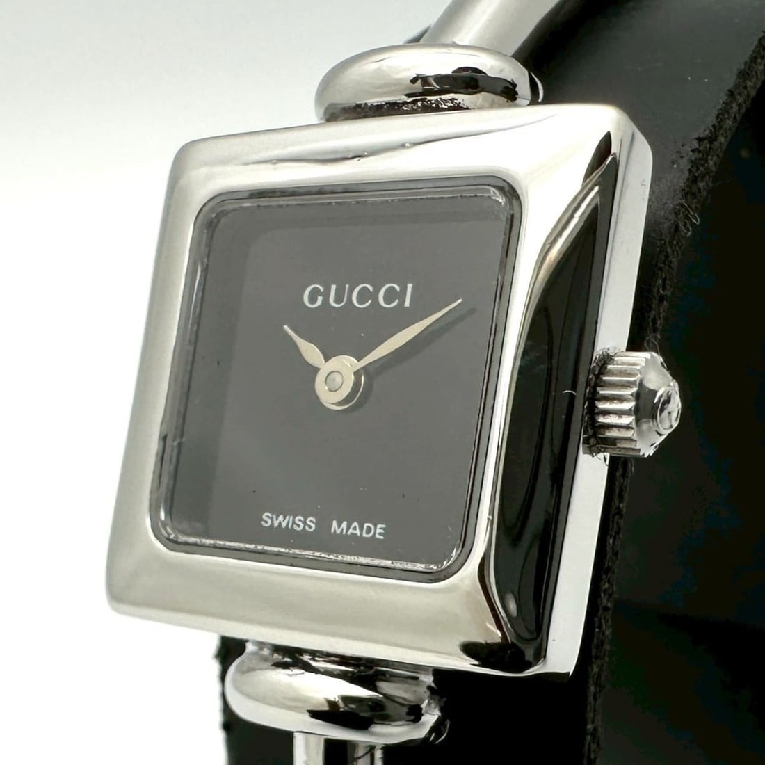 GUCCI 1900L Bangle Watch, Quartz, Stainless Steel, Black, Women's (1 of 9)