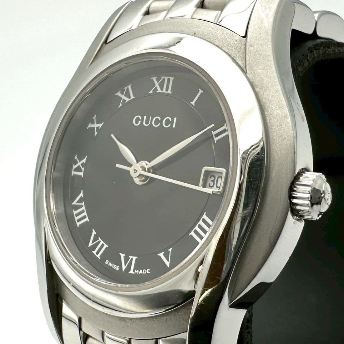 GUCCI 5500L Date Quartz Watch, Stainless Steel, Black, Women's (1 of 9)
