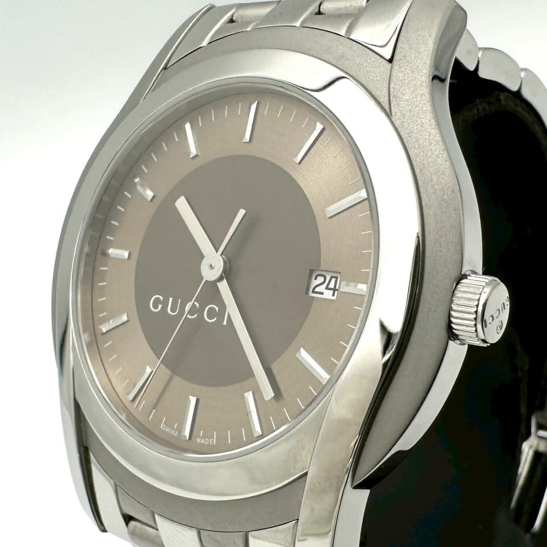 GUCCI G-Class Watch YA055215/5500XL with Date, Extra Links, Stainless Steel Quartz Movement, Brown, (1 of 10)