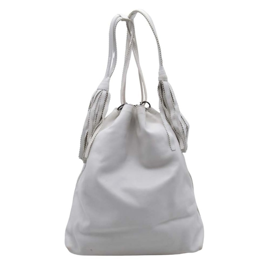 BOTTEGA VENETA Drawstring Shoulder Bag, Leather with Fringe, White, Old Style, Women's: --- Catalog ---Category: SizeSize (HxWxD): 33cm x 28cm x 12cm / 12.99'' x 11.02'' x 4.72''Category: DesignType: Shoulder bagColor: WhiteGender: WomenMaterial: Leather Category: GeneralBrand: Bottega V