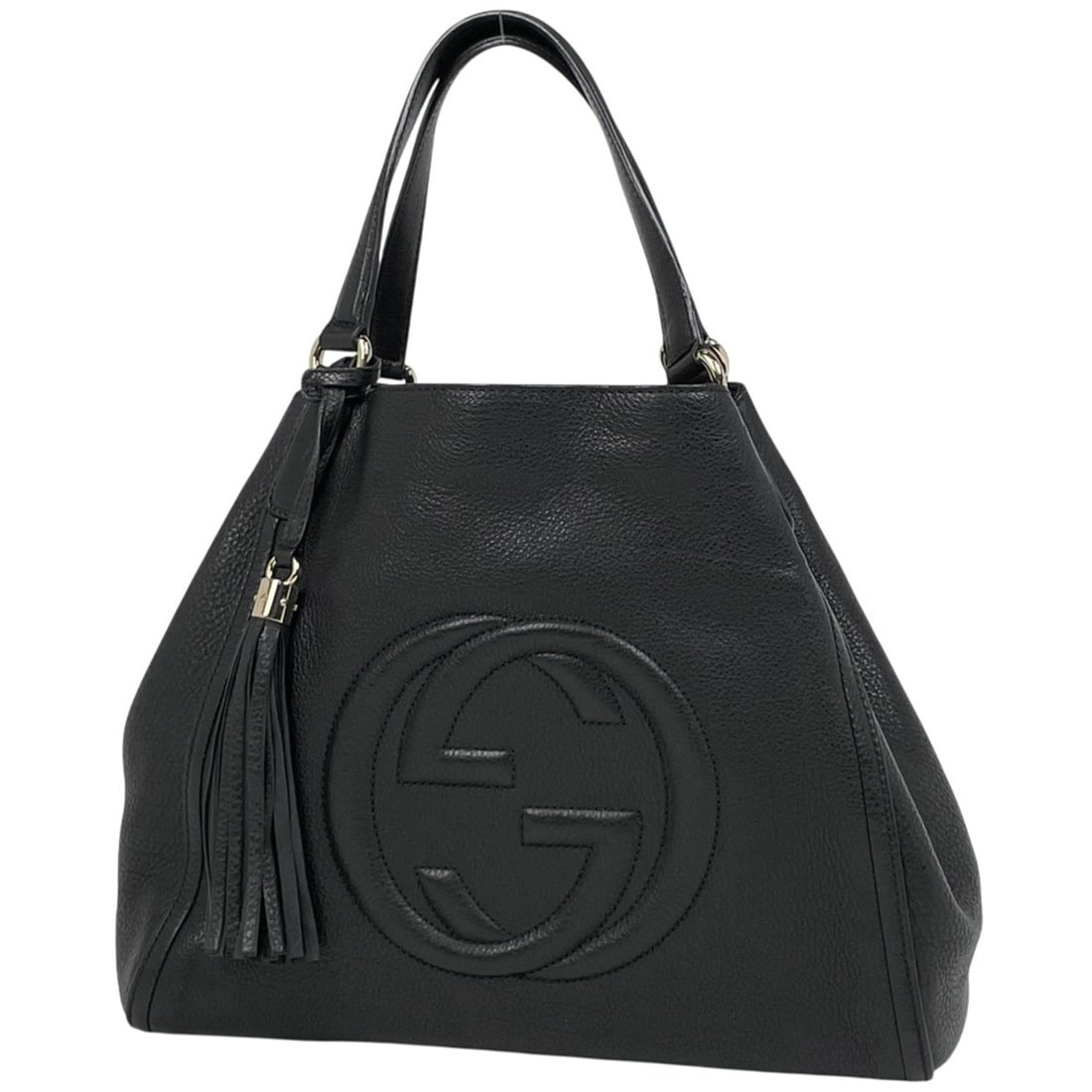 Gucci Soho Fringe Tote Bag with Interlocking G Design, Black Leather, 282309, Women's: --- Catalog ---Category: SizeSize (HxWxD): 28cm x 34cm x 16cm / 11.02'' x 13.38'' x 6.29''Category: DesignType: Tote bagColor: BlackGender: WomenMaterial: Leather Category: GeneralMPN: 282309Brand: Gu