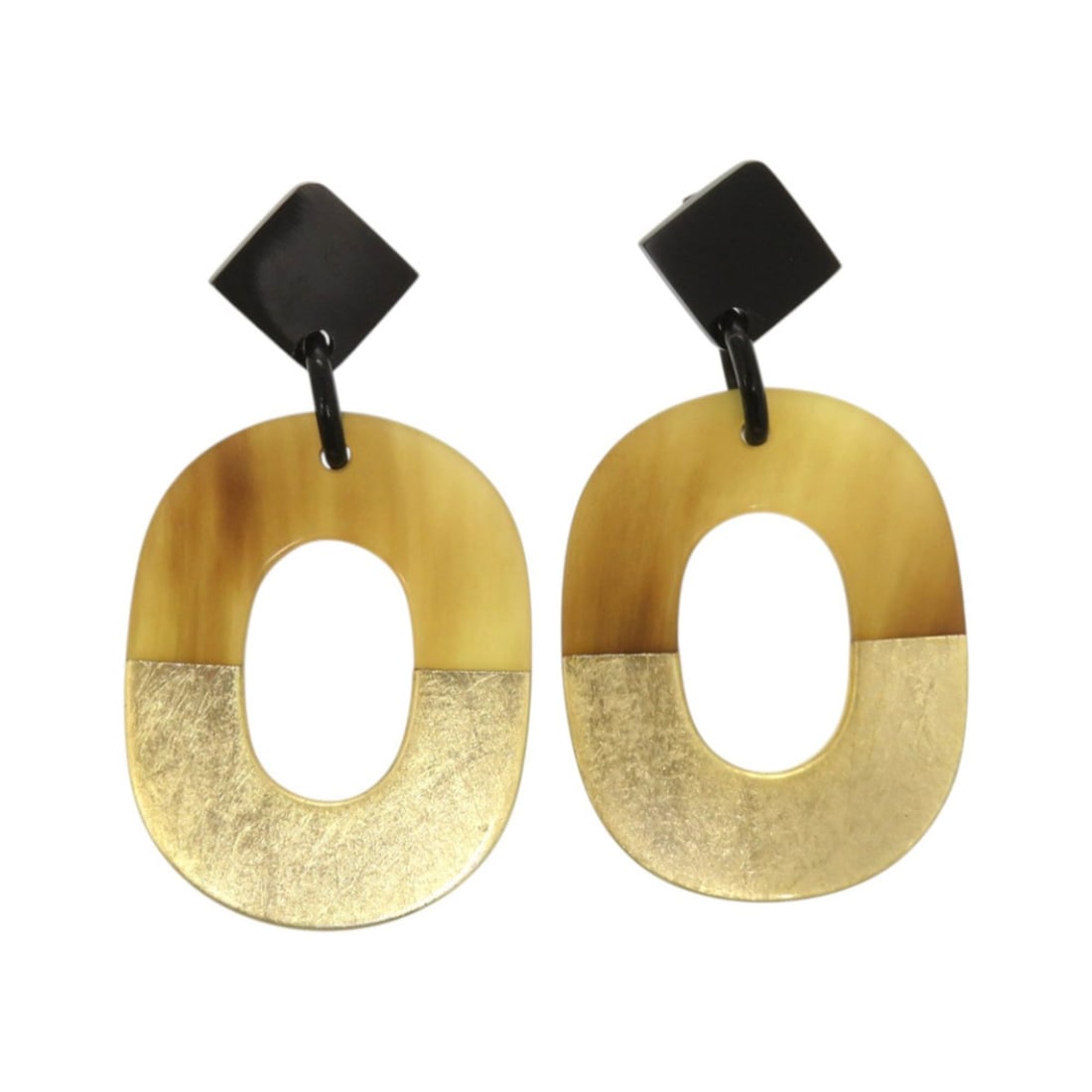 Hermes Like new Hermès Isme buffalo horn lacquer brown earrings 1498 (1 of 18)