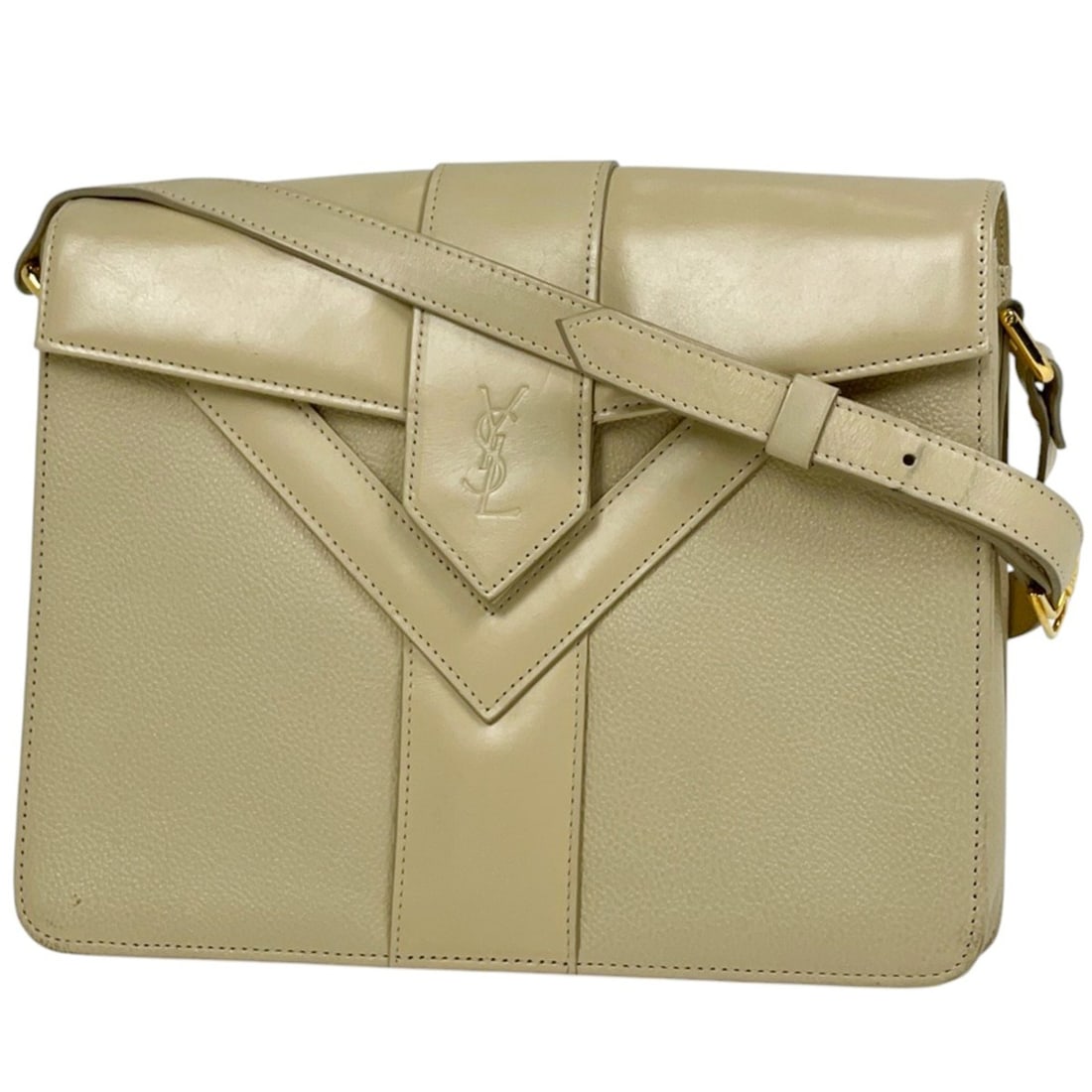 Yves Saint Laurent logo shoulder bag, crossbody, leather, ivory, for women: --- Catalog ---Category: SizeSize (HxWxD): 21.5cm x 26.5cm x 6.5cm / 8.46'' x 10.43'' x 2.55''Category: DesignType: Shoulder bagColor: IvoryGender: WomenMaterial: Leather Category: GeneralBrand: Yves