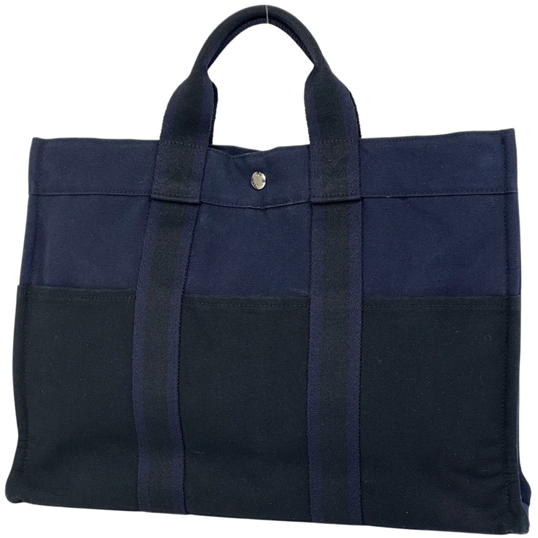 Hermès HERMES Foul Tou MM Handbag Tote Bag Canvas Navy Black Women's (1 of 16)