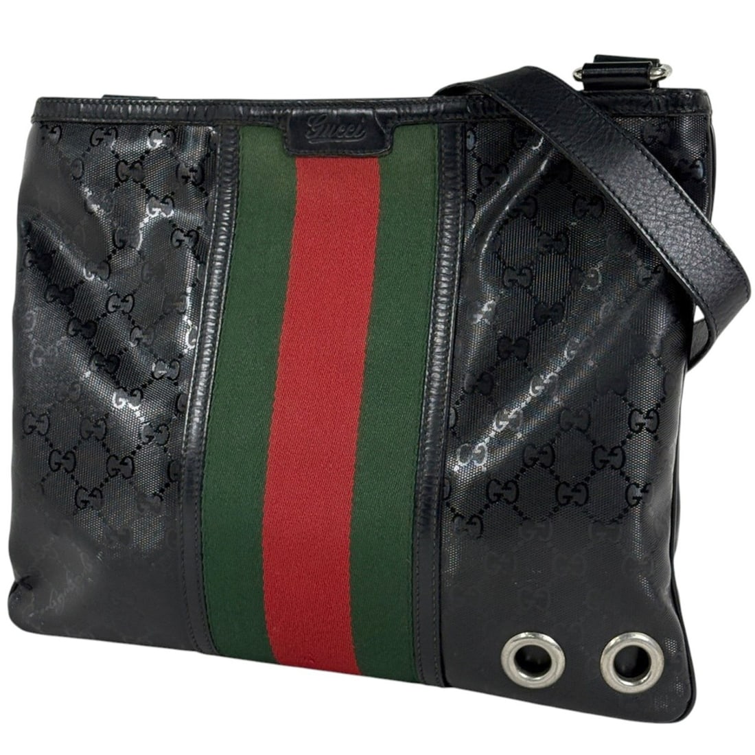 Gucci GG Imprime Shoulder Bag, Fiat 500 Collaboration, Sherry Line Web Coated Canvas, Black, 269379, (1 of 14)