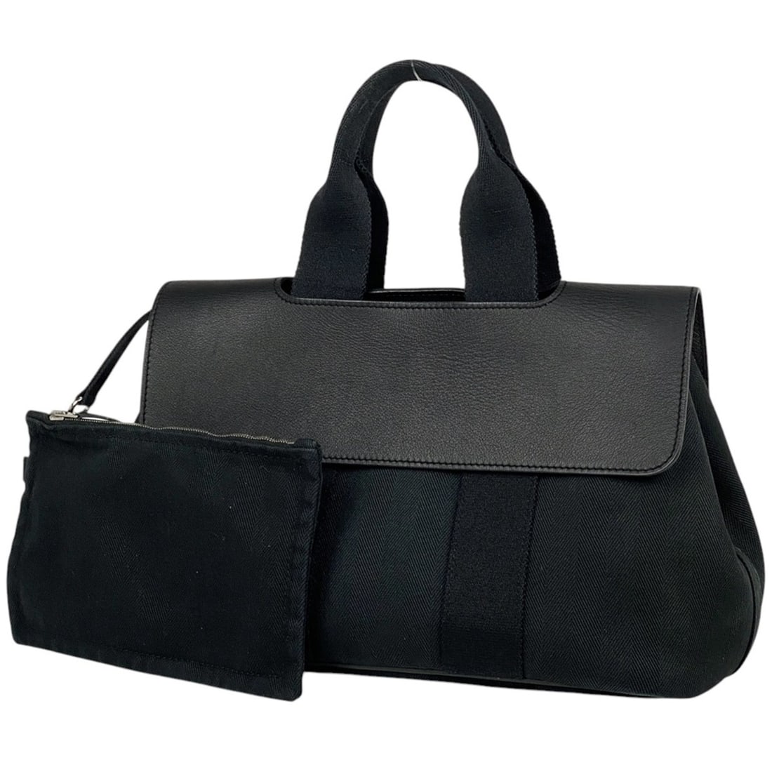 Hermes Hermès Valparaiso PM Tote Handbag in Toile Chevron Black for Women (1 of 14)