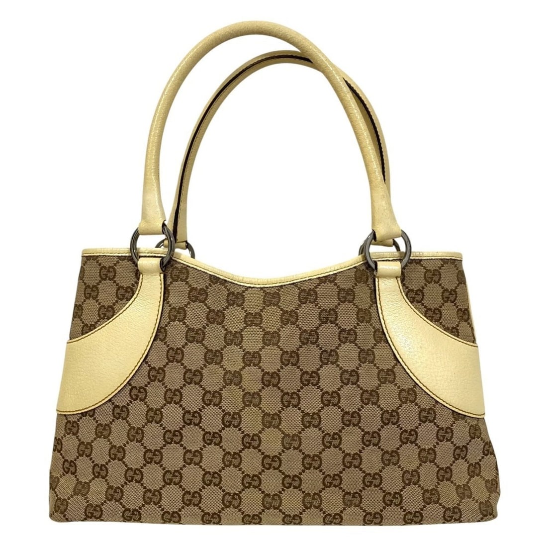 GUCCI GG Canvas Leather Handbag 113015 Beige Women's (1 of 15)
