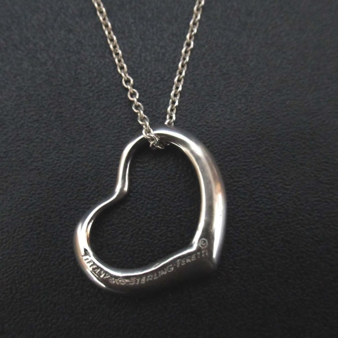 Tiffany & Co. Elsa Peretti Open Heart Necklace Pendant in 925 SV Silver for Women (1 of 12)