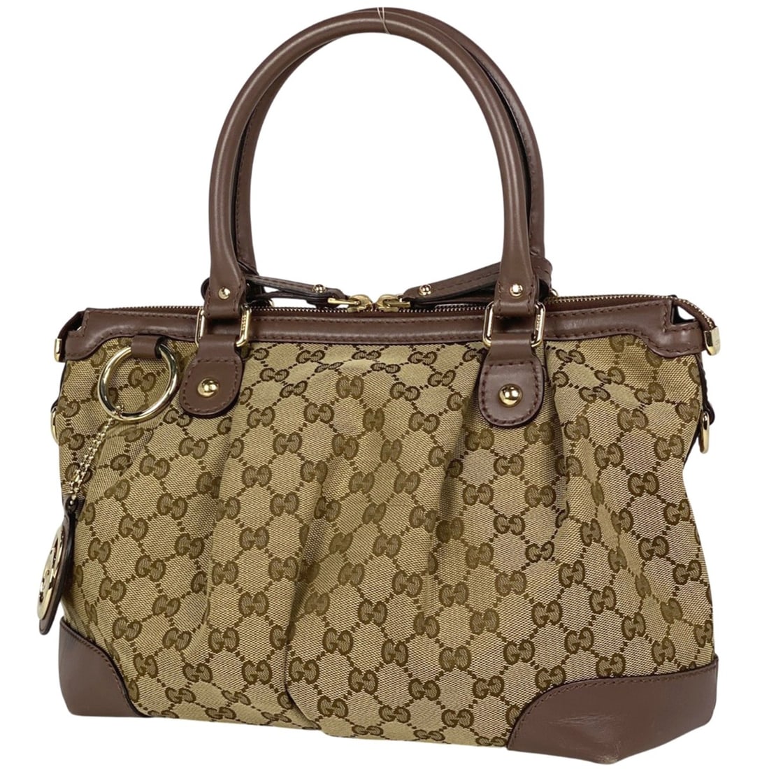 Gucci GG Pattern Sukey Handbag, Interlocking G, Canvas, Beige, 247902, Women's (1 of 15)