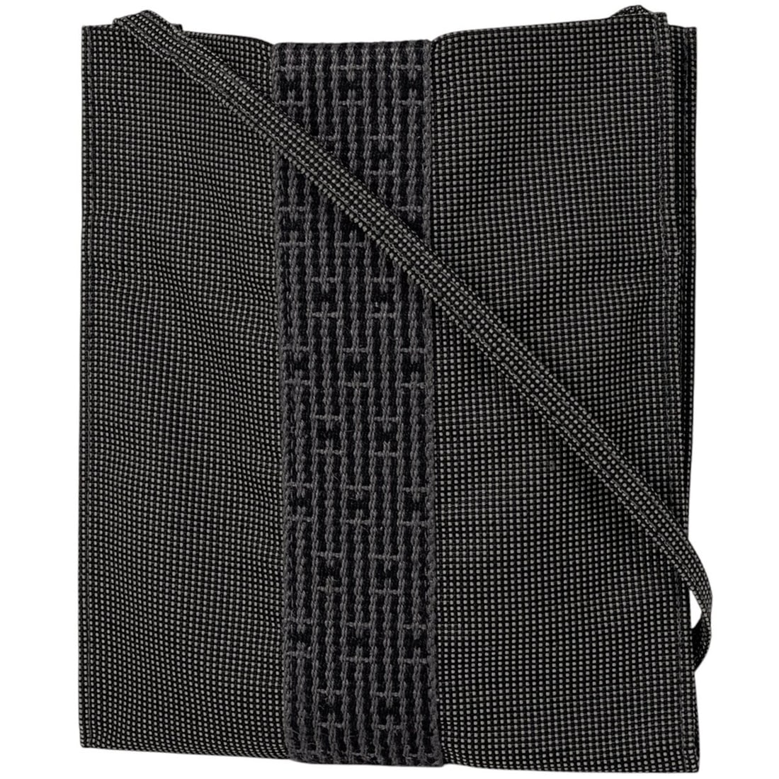 Hermes Hermès Air Line Pochette with H Logo, Crossbody Shoulder Bag, Nylon Canvas, Gray, Black, (1 of 14)