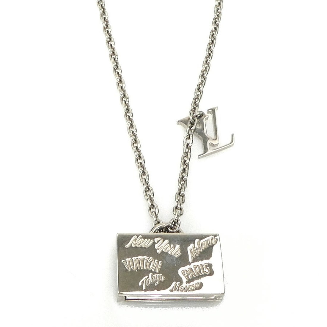 Louis Vuitton Collier Necklace, Locket Pendant, LV Aloha Case, Metal, Silver, Men's, M63645 e61357a (1 of 13)