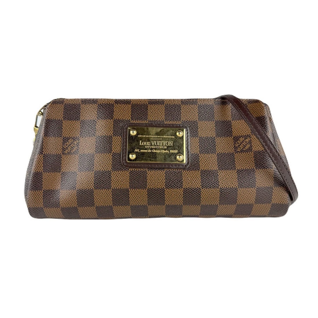 Louis Vuitton Damier Eva Shoulder Bag in Canvas and Ebene, Women's, N55213 z8393: --- Catalog ---Category: SizeSize (HxWxD): 13cm x 25cm x 2cm / 5.11'' x 9.84'' x 0.78''Category: DesignType: Shoulder bagColor: Damier Canvas, EbeneGender: WomenMaterial: Damier Canvas Category: Gener