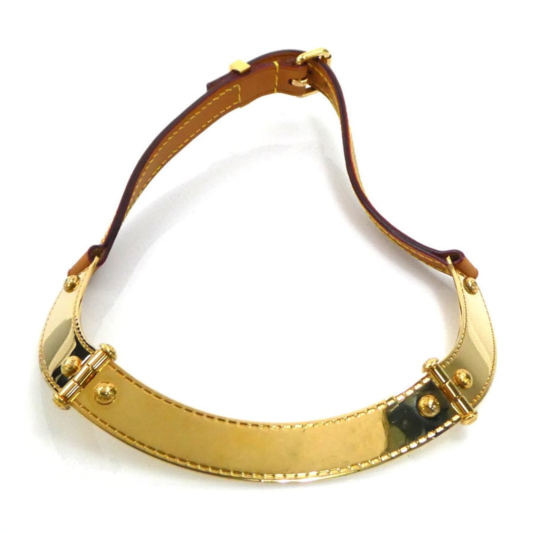 Louis Vuitton Collier Lockme Necklace, Leather/Metal, Brown and Gold, Women's, 56499a (1 of 10)
