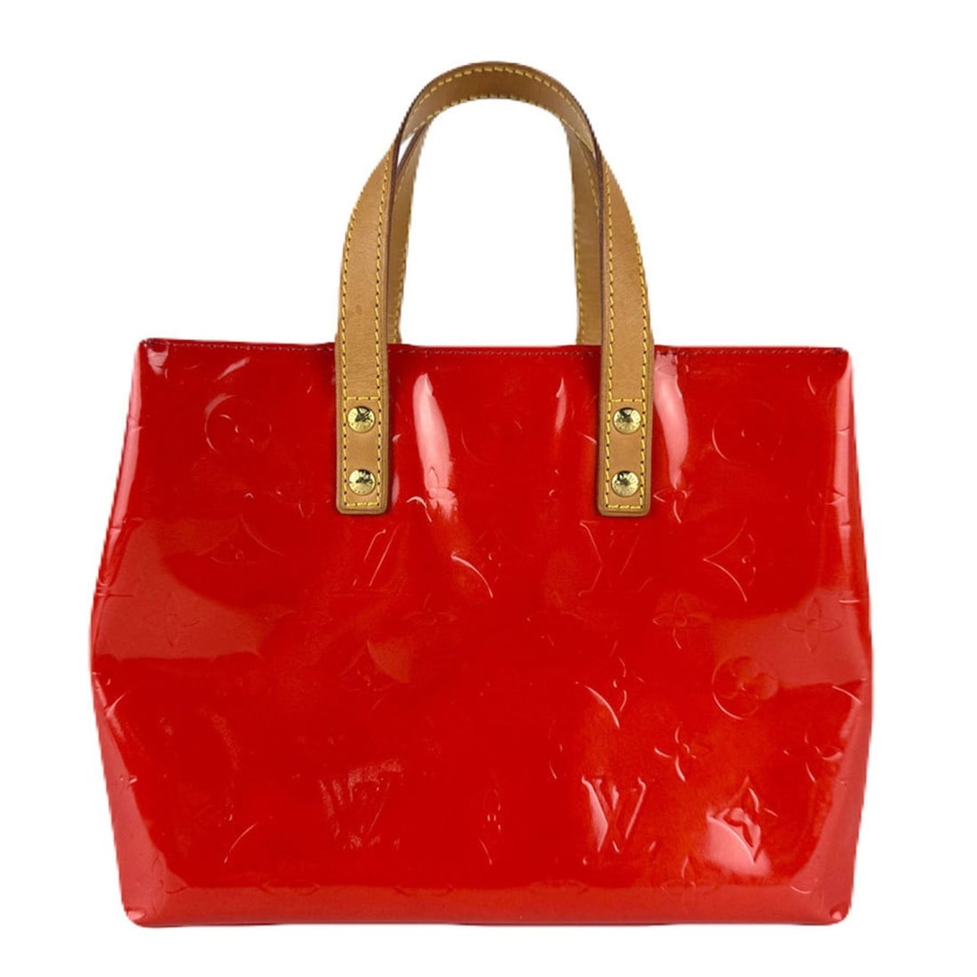 Louis Vuitton Monogram Vernis Reed PM Handbag in Patent Leather, Red and Gold, Women's, z8405 (1 of 9)
