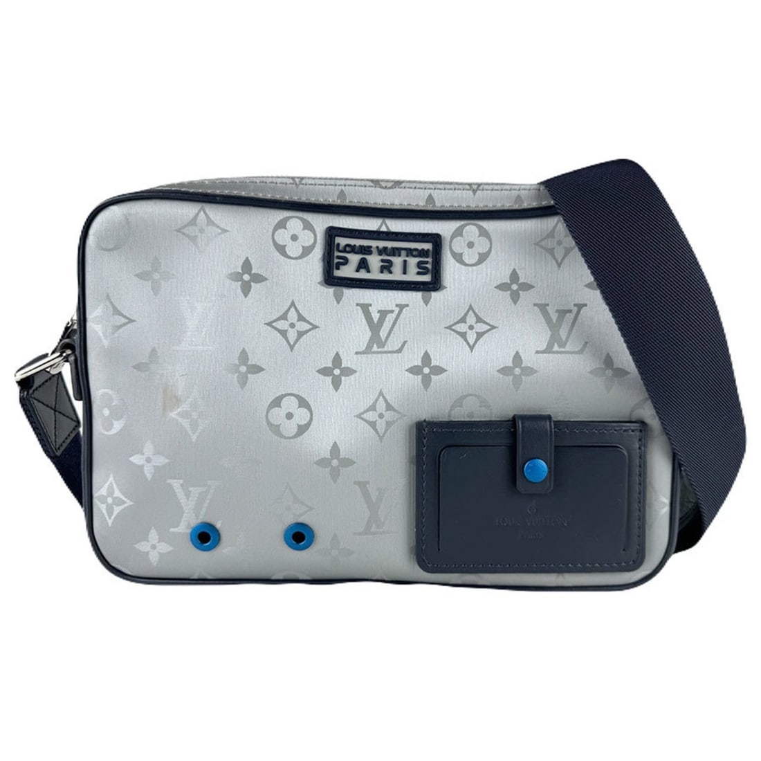Louis Vuitton Monogram Satellite Alpha Nylon Shoulder Bag in Gray and Navy, Men's, M44169 z8419 (1 of 10)