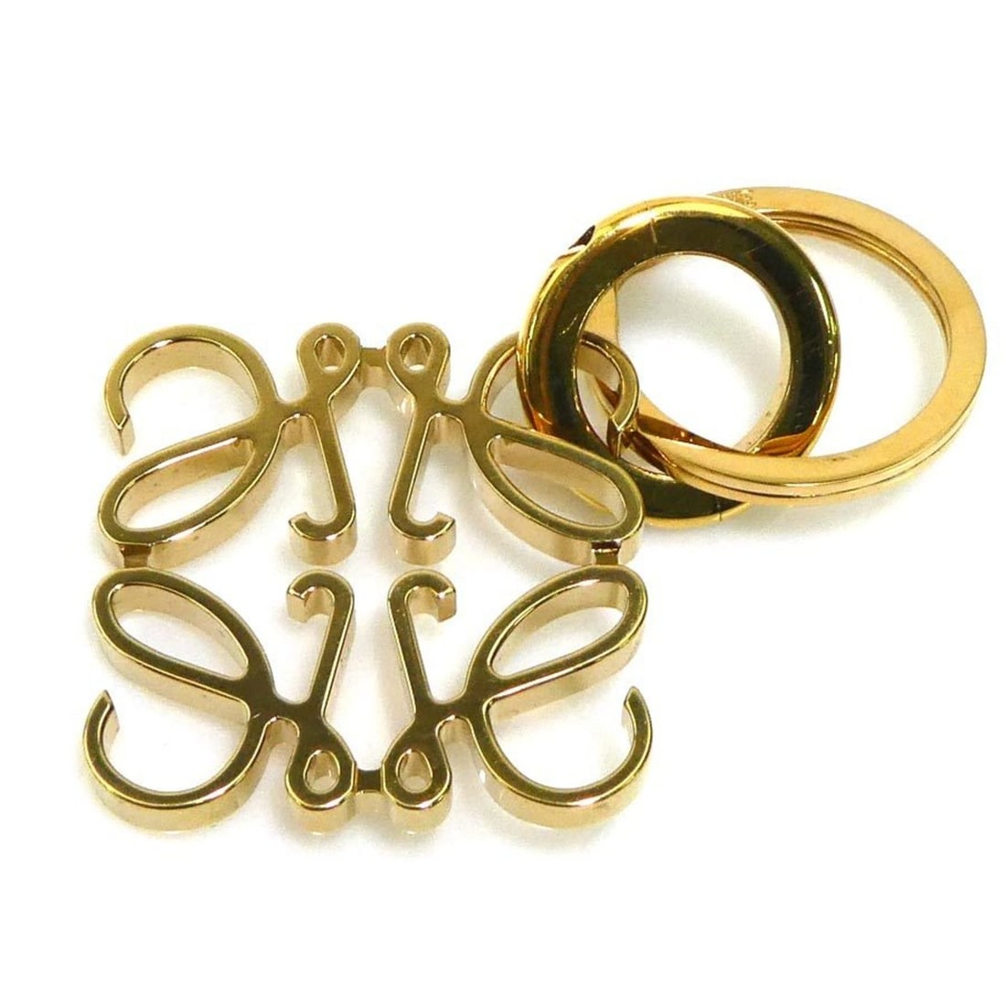 LOEWE Charm Key Ring Anagram Metal Gold Unisex h31900g (1 of 10)