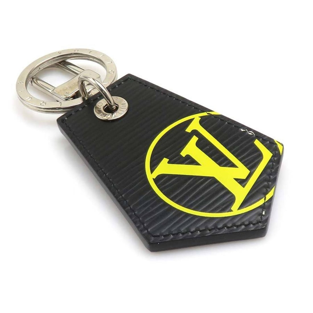 Louis Vuitton Charm Key Ring, Epi Leather/Metal, Black/Yellow/Silver, Men's, M68283 e61379j (1 of 18)