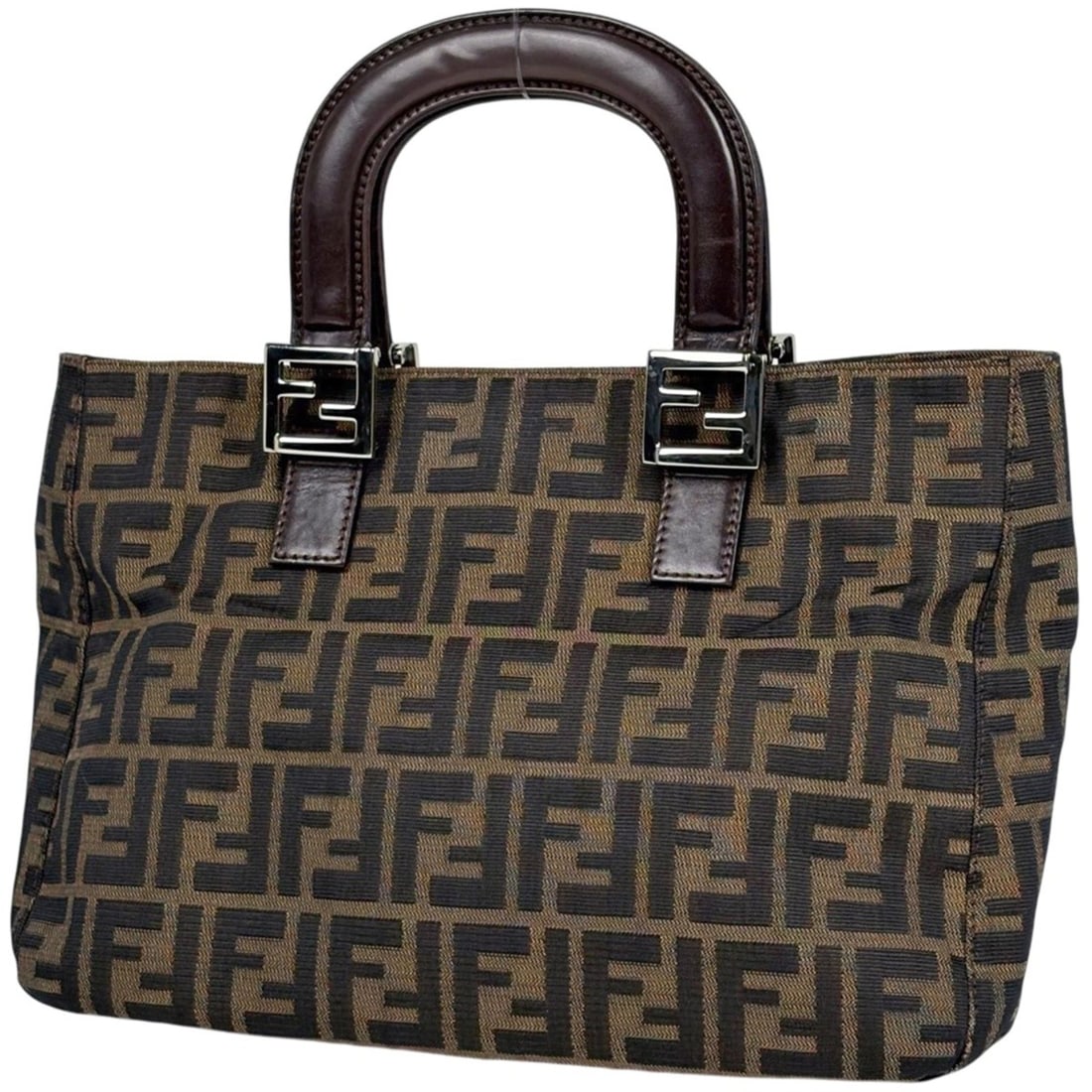 Fendi Zucca print handbag, tote bag, all-over print, canvas, brown, 26693, women's (1 of 14)