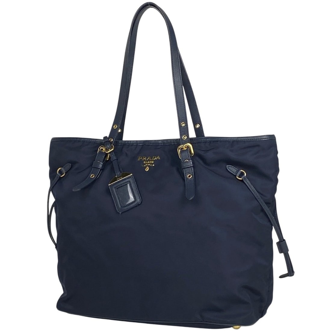 Prada logo tote bag, shoulder nylon, navy, women's: --- Catalog ---Category: SizeSize (HxWxD): 29.5cm x 35cm x 13.5cm / 11.61'' x 13.77'' x 5.31''Category: DesignType: Shoulder bag, Tote bagColor: NavyGender: WomenMaterial: Nylon , Leather Category: Ge