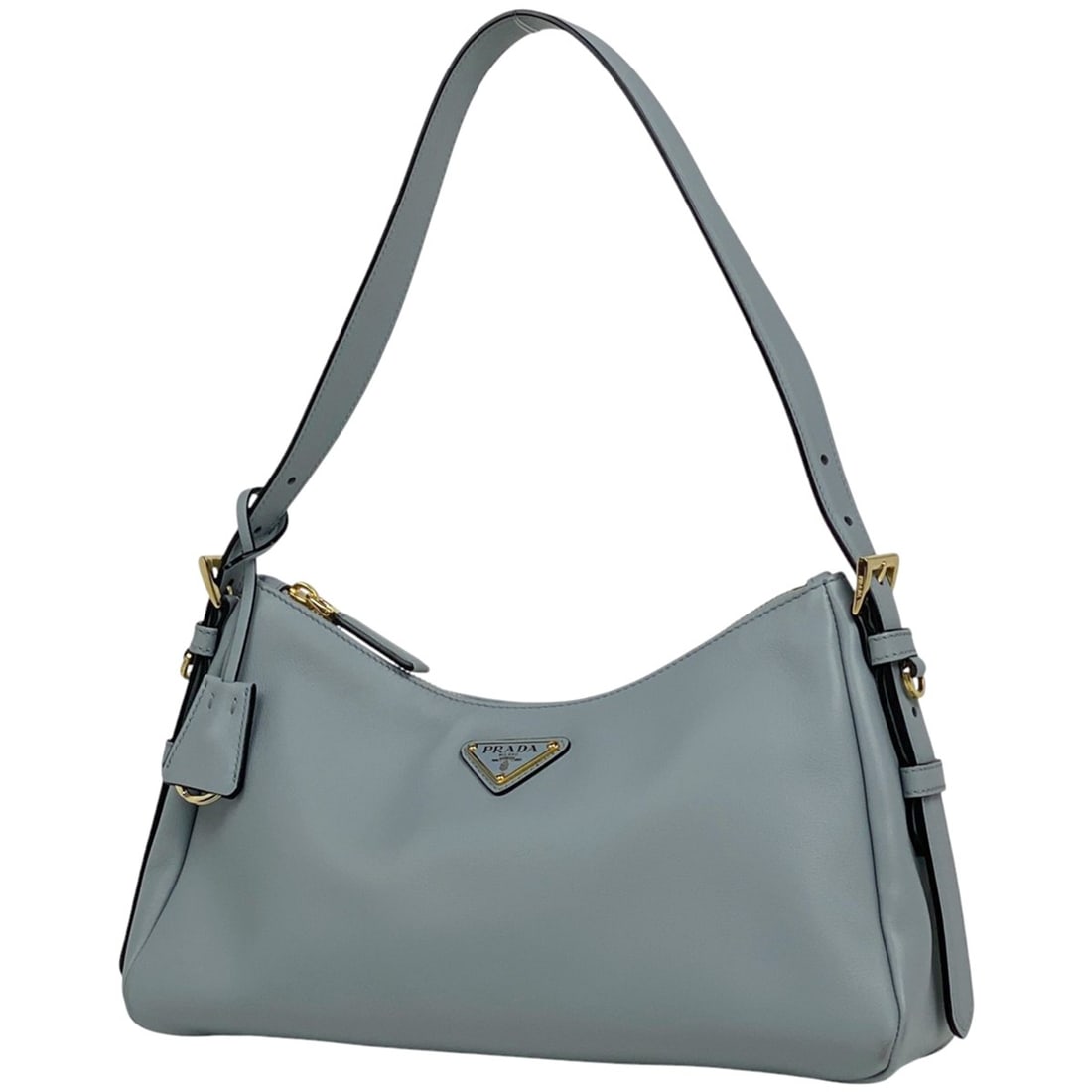 Prada PRADA Aime Medium Leather Shoulder Bag, One-Shoulder, Gray Leather, 1BC229, Women's (1 of 12)