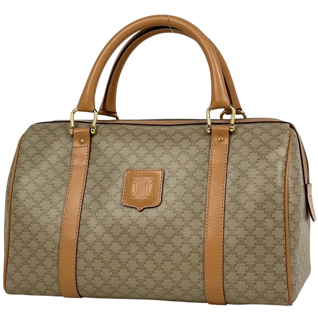 Celine Macadam Print Mini Boston Handbag in Beige Coated Canvas for Women: --- Catalog ---Category: SizeSize (HxWxD): 19cm x 32cm x 16cm / 7.48'' x 12.59'' x 6.29''Category: DesignType: HandbagColor: BeigeGender: WomenMaterial: Coated canvas , Leather Category: GeneralBrand: