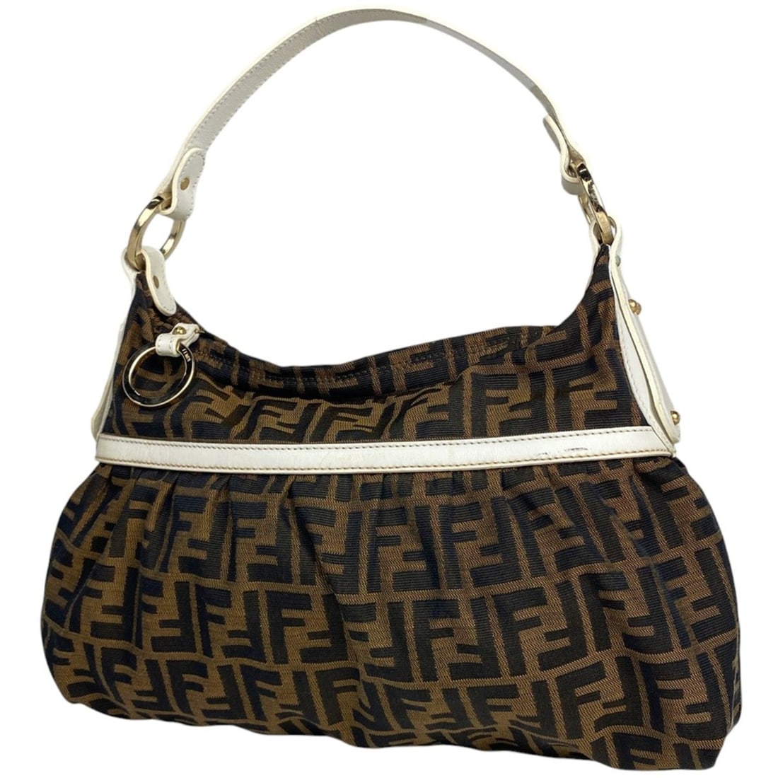 Fendi Zucca Print One-Shoulder Canvas Bag, Brown, 8BR344, Women's: --- Catalog ---Category: SizeSize (HxWxD): 26cm x 37cm x 8cm / 10.23'' x 14.56'' x 3.14''Category: DesignType: Shoulder bagColor: Blue, BrownGender: WomenMaterial: Canvas , Leather Category: GeneralMP