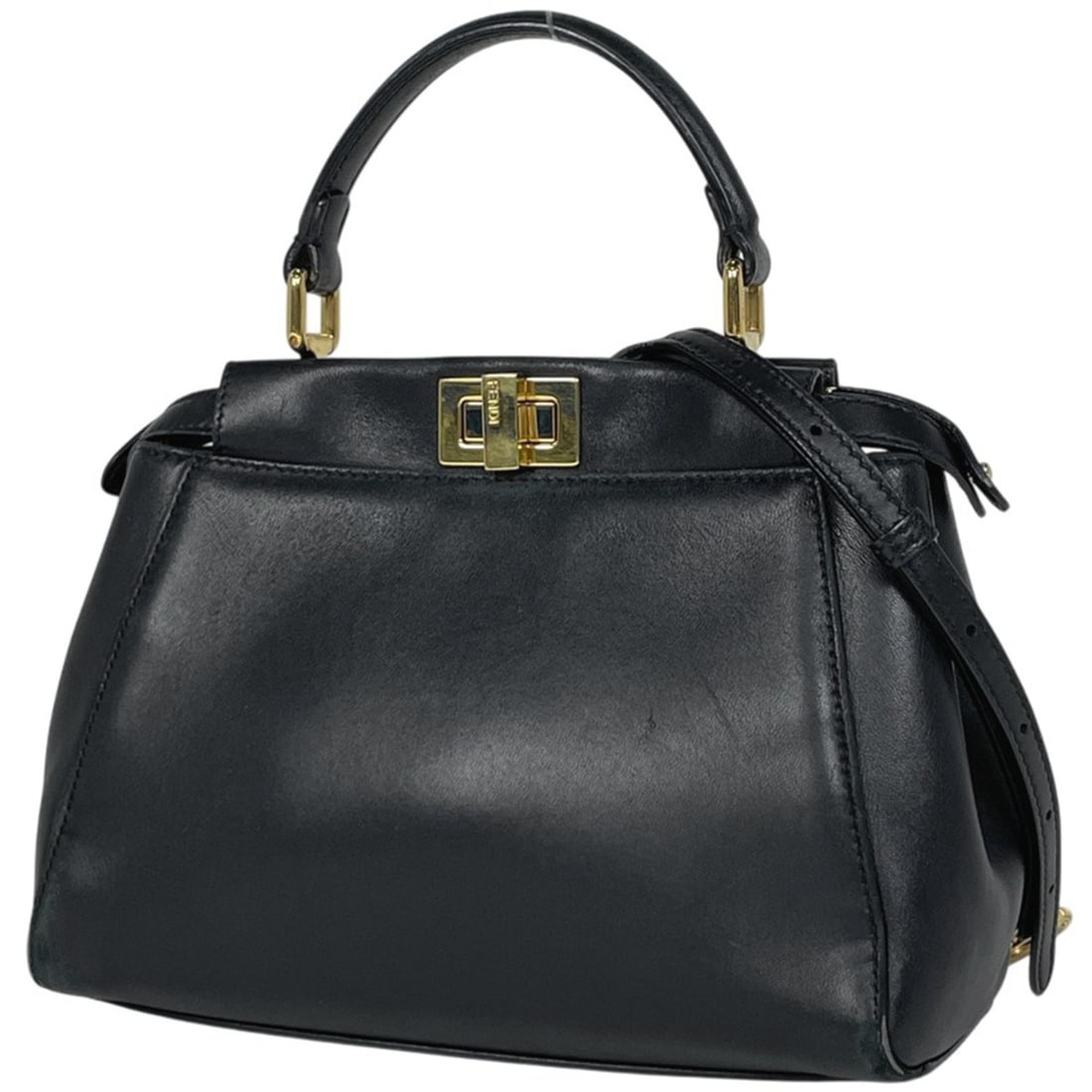 Fendi Peekaboo Mini Handbag, 2-Way Shoulder Bag, Leather, Black, 8BN244, Women's (1 of 13)