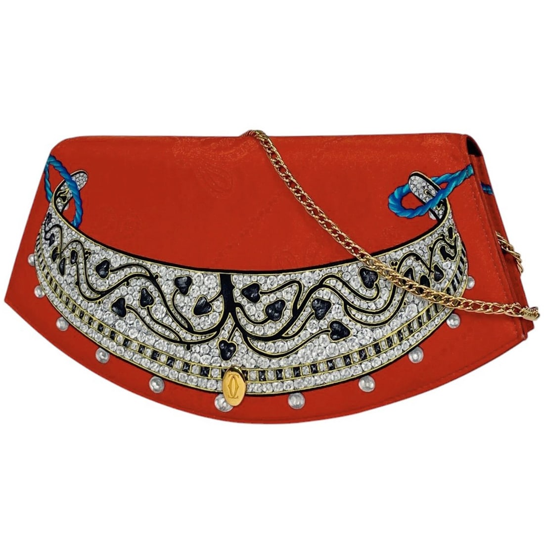 Cartier logo handbag, 2-way clutch bag, fabric, red, multicolor, women's (1 of 15)