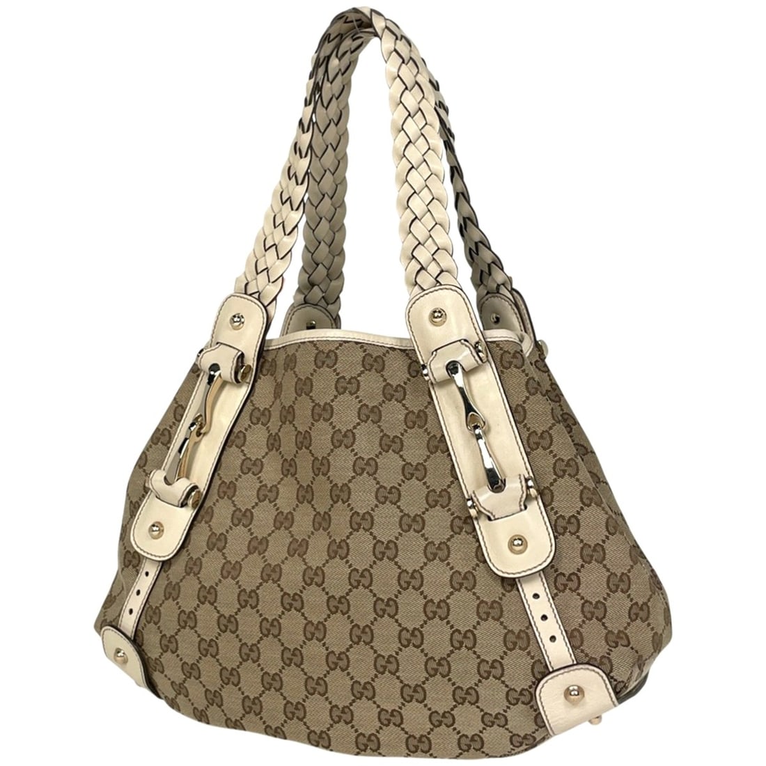 Gucci GG Pattern Handbag/Shoulder Bag, Horsebit Handbag, Canvas, Beige, 162900, Women's (1 of 12)